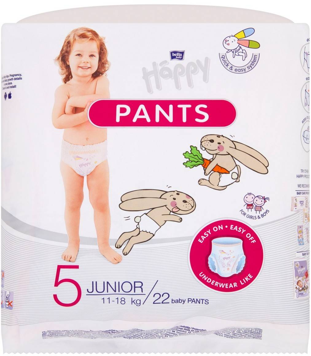 Pieluchomajtki dla dzieci Happy Junior Pants 22 szt  (11-18 kg)